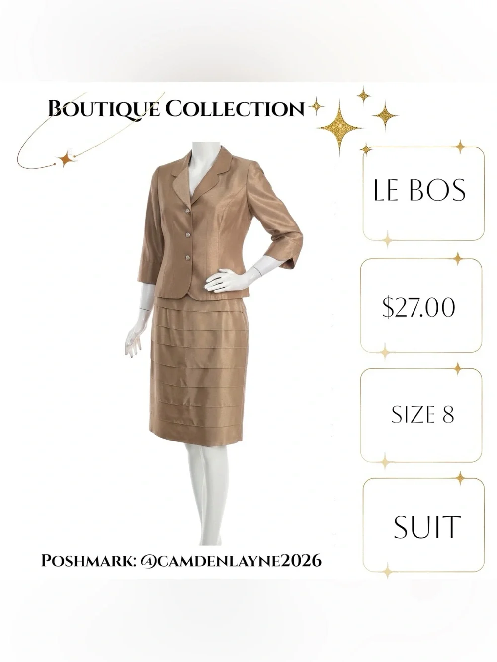 Iridescent Champagne Jacket with Pencil Skirt Outfit -Sleek Professional Styling